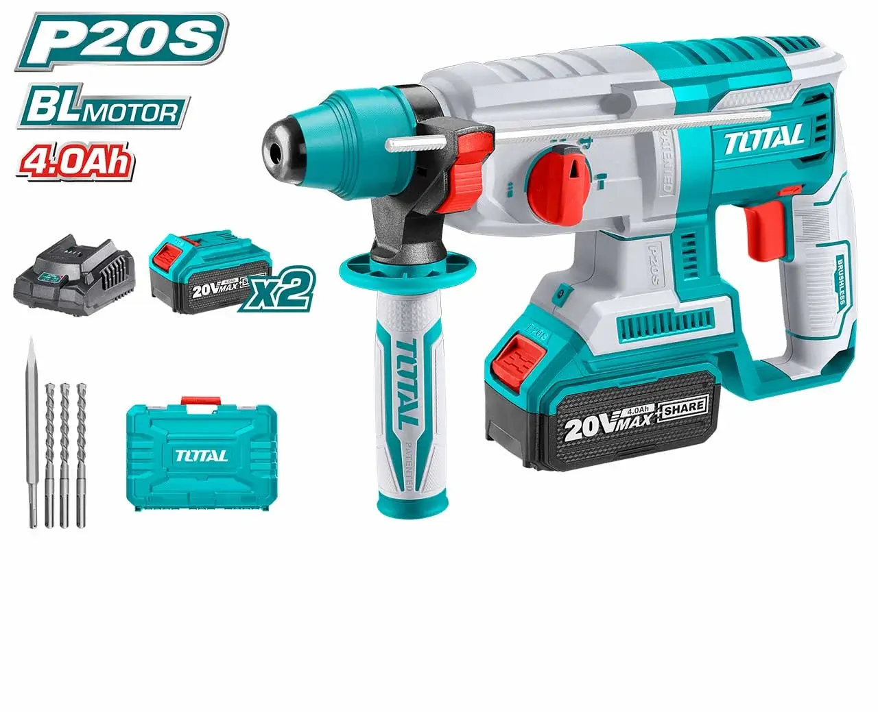 TOTAL Marteau Rotatif Professionnel Sans